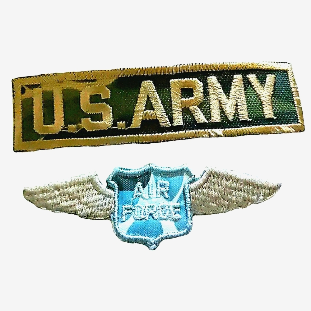 NEW 2pcs "U.S. Army" & "Air Force" Logos. Embroidered Sew-on / Iron-On Patches